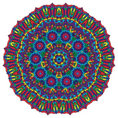 Beyaz bir arka plan üzerinde renkli mandala