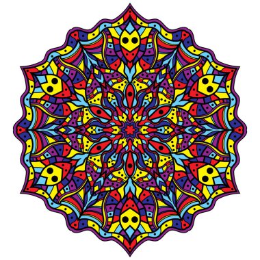 Beyaz bir arka plan üzerinde renkli mandala