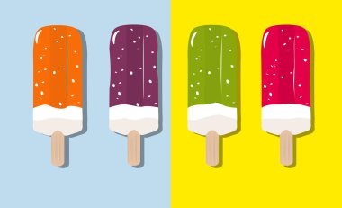 Meyve dondurma hafif bir arka plan üzerinde farklı renkler