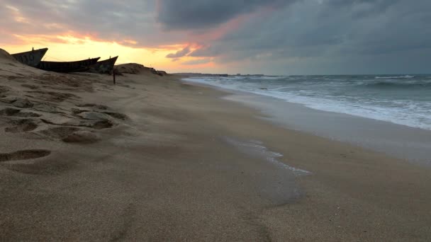 Atardecer Tormentoso Costa Del Mar — Vídeos de Stock