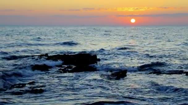 Soluppgång vid kusten i havet — Stockvideo