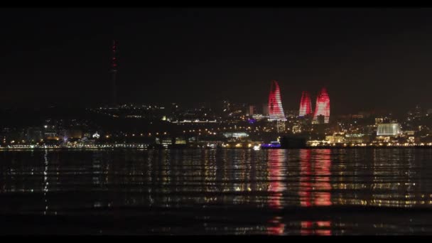 Panorama Des Nachtboulevards Baku — Stockvideo