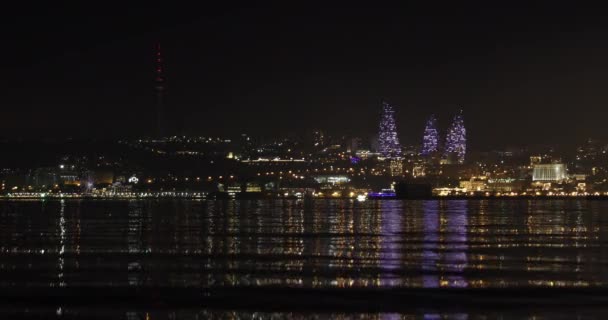 Panorama Van Nacht Boulevard Baku — Stockvideo
