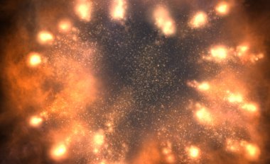 Ateşten bir sütunu taklit eden soyut bir arkaplan.