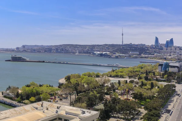 Panorama Baku Pandemic Sunny Day — Stock Photo, Image