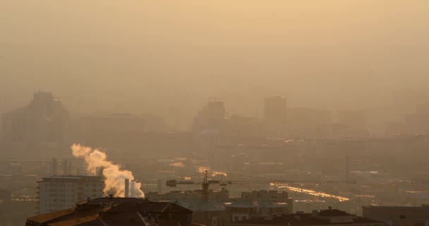 Prachtige Zonsondergang Boven Baku Het Voorjaar — Stockvideo