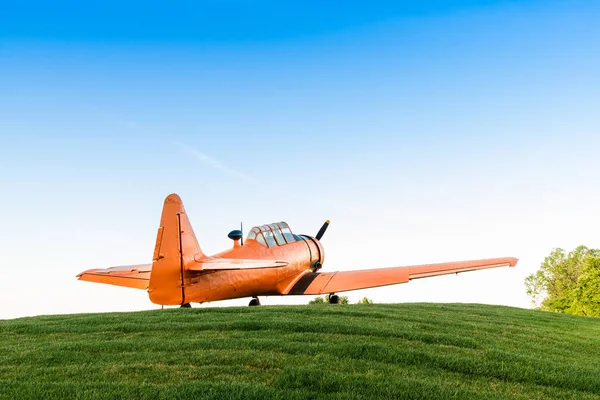 Adventure in the sky, Old airplane, orange, North American T-6G