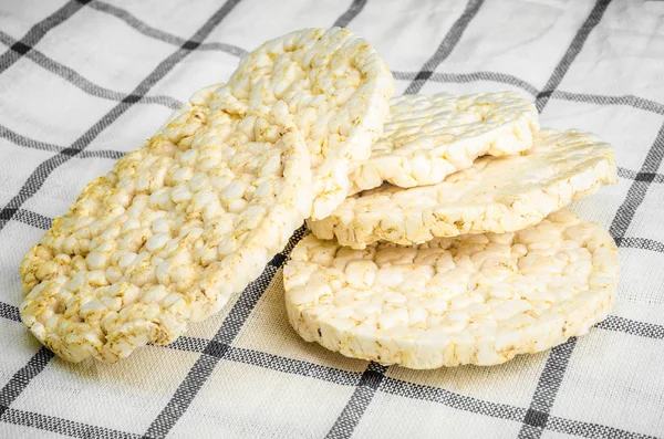 rice cake, puffed rice on table cloth