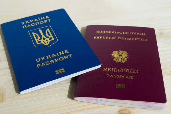 Österrikes Och Ukrainas Pass Ändring Medborgarskap Migration — Stockfoto