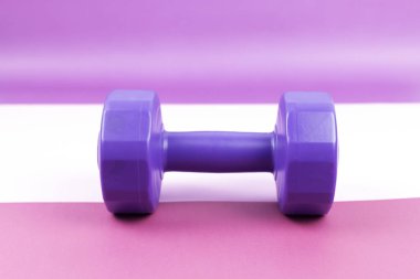 Renkli arka plan üzerinde mor halter.