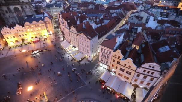 Old Town square w godzinach wieczornych, Praga — Wideo stockowe