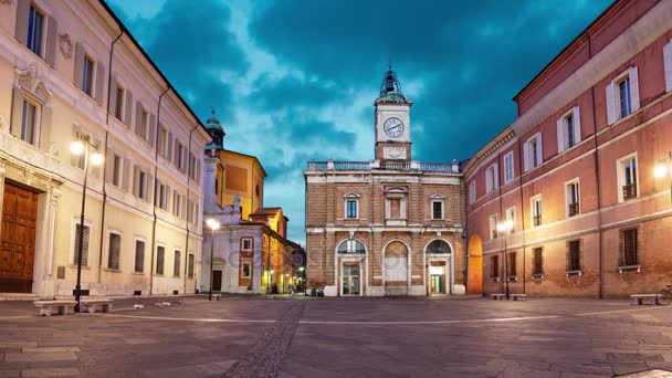 Piazza del Popolo por la noche, Ravenna — Vídeo de stock