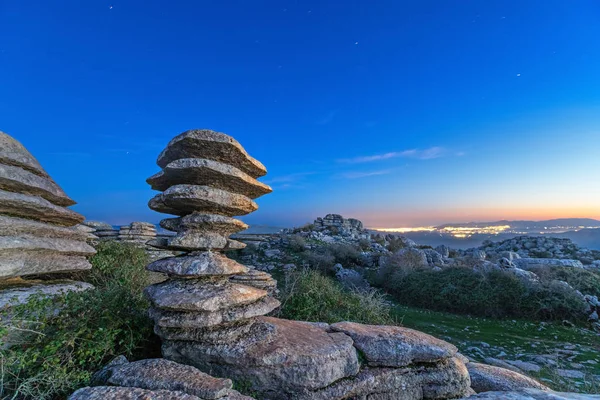 Roca laminada en el parque natural El Torcal — Foto de Stock