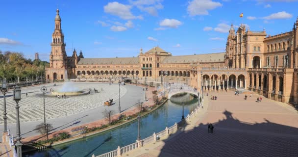 Panorama de Plaza de España hecho desde arriba — Vídeos de Stock