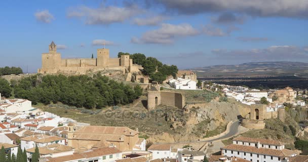 Vista estática sobre a fortaleza de Alcazaba em Antequera — Vídeo de Stock