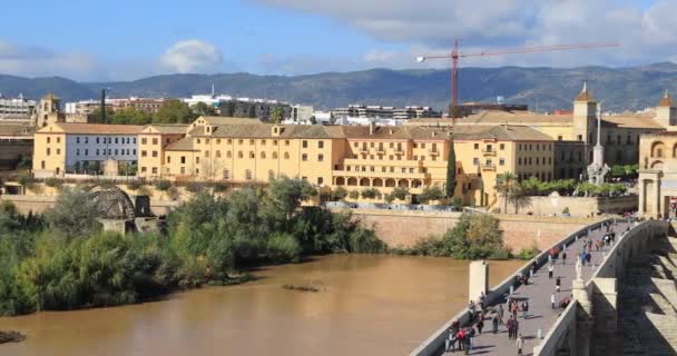 Panorama van Cordoba gemaakt van Torre De Calahorra — Stockvideo