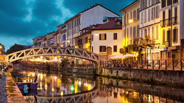 Szerte a naviglio grande-csatorna híd — Stock videók