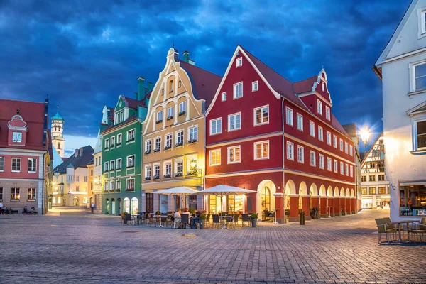 Colorful buildings on Market square in Memmingen — Stock Photo, Image