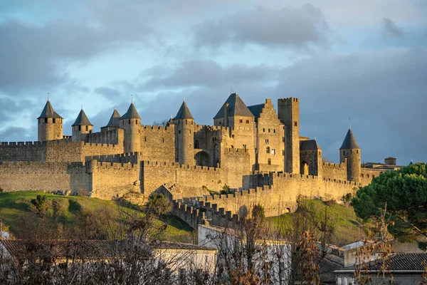 Paredes e torres de Carcassonne, França — Fotografia de Stock