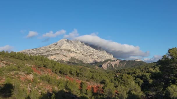 Montagne Sainte Victoire Kalksten Berg Södra Frankrike Nära Aix Provence — Stockvideo