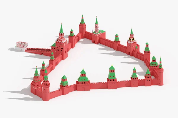 Murallas Torres Del Kremlin Moscú Plan Esquemático Detallado Sobre Fondo — Foto de Stock