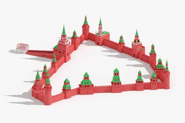 Стены Башни Московского Кремля Подробный Схематический План Белом Фоне Стоковая Картинка