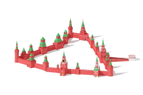 Walls Towers Moscow Kremlin Rendered Aerial View — Stock Photo, Image