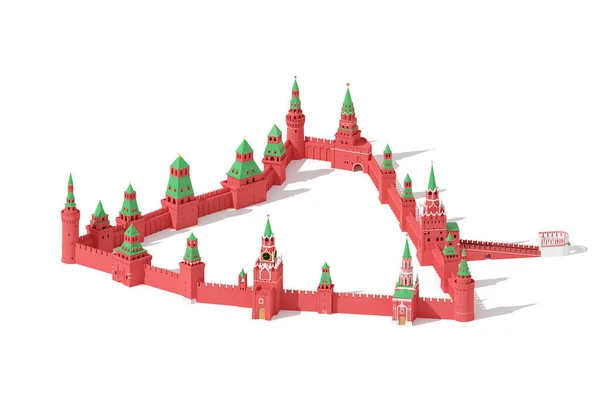 Walls Towers Moscow Kremlin Rendered Aerial View Stock Image