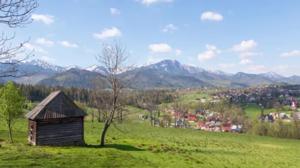 Vista Las Montañas Tatra Desde Prado Las Cercanías Zakopane Polonia — Vídeo de stock