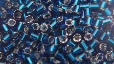 Close-up of blue metallic beads.