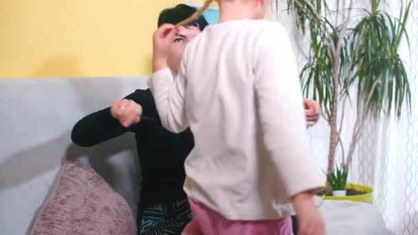 Mom lesbian cares for her daughter. — Royalty-free Stock Video  
