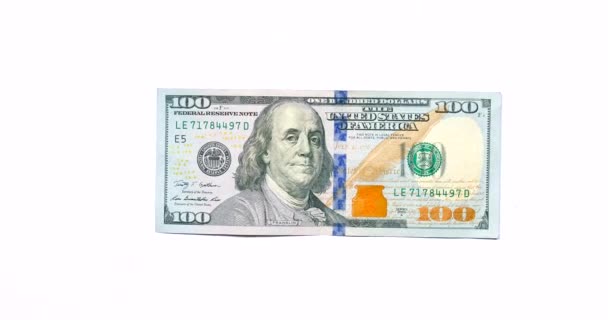 Crumpled banknote 100 US dollars. — ストック動画