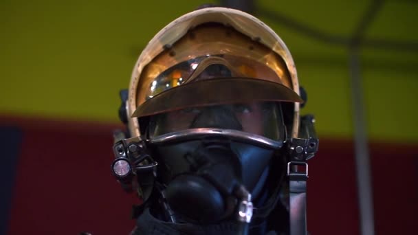 Detailní záběr hasičského vybavení. — Stock video