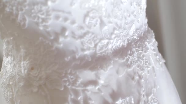 gros plan de tissu de dentelle de robe de mariée 