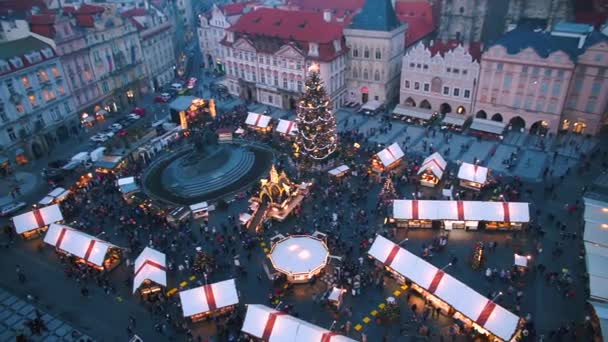Mercado de Natal na praça da cidade . — Vídeo de Stock