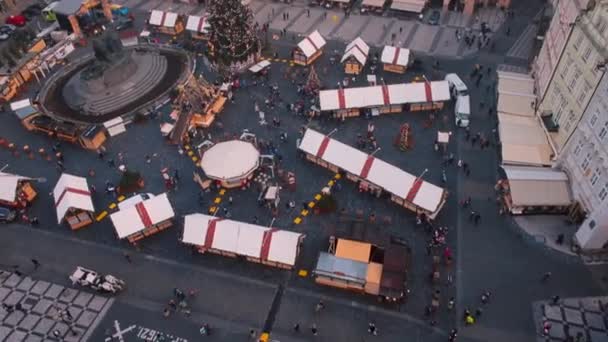 Панорама Рождественского базара старого города . — стоковое видео
