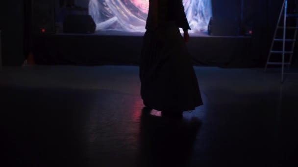 Silhouette einer Frau, die Tanzbewegungen macht. — Stockvideo