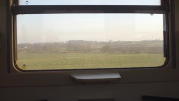 View from the train window on the autumn field. — 비디오