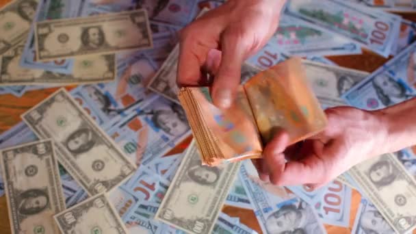 Банкир считает руки банкноты 50 евро . — стоковое видео