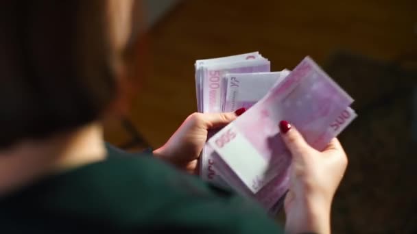 500ユーロの紙幣の閉鎖. — ストック動画