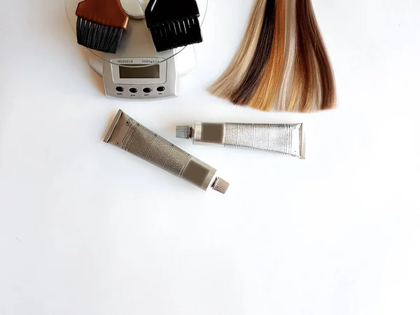 Conjunto Profesional Artículos Para Coloración Del Cabello Peluquería — Foto de Stock