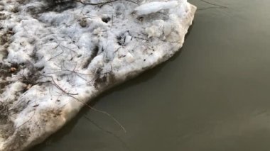 Sibirya 'da soğuk bir kışın ardından baharda nehirde buzun hareketi.