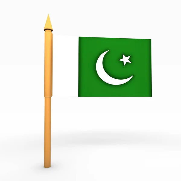 Drapeau du Pakistan sur fond blanc Illustration 3D Render — Photo