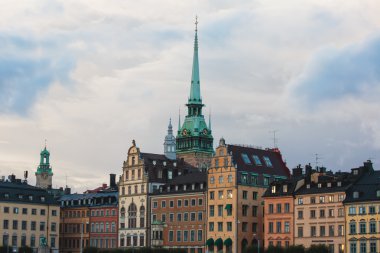 Beautiful super wide-angle panoramic aerial view of Stockholm, S clipart