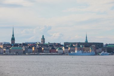 Beautiful super wide-angle panoramic aerial view of Stockholm, S clipart