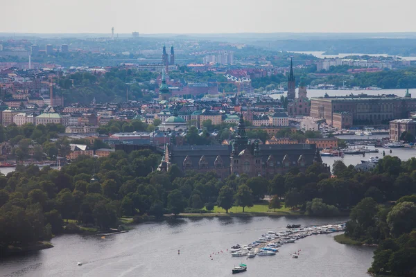 Beautiful super wide-angle panoramic aerial view of Stockholm, S — Stock Photo, Image