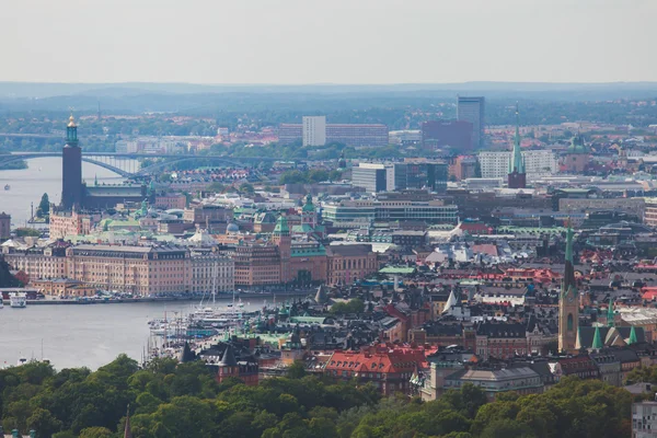 Beautiful super wide-angle panoramic aerial view of Stockholm, S — Stock Photo, Image