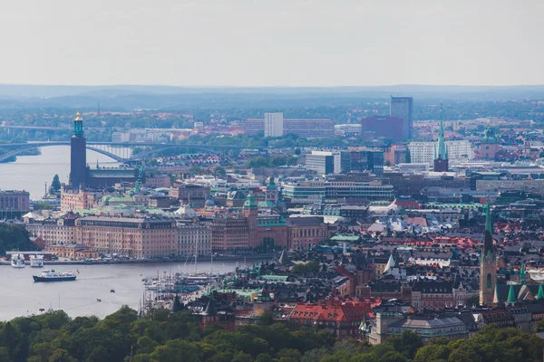 Beautiful super wide-angle panoramic aerial view of Stockholm, S — Stock Photo, Image