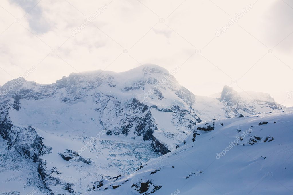 Amazing view on Zermatt - famous ski resort in Swiss Alps, with view on Matterhorn mountain