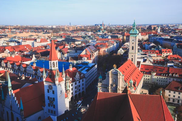 Hermosa vista aérea soleada súper gran angular de Munich, Bayern , — Foto de Stock